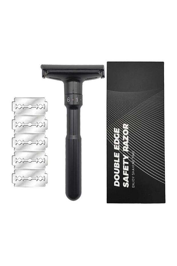 Metal Adjustable Manual Traditional Shaving Tool Machine 5 Razors 6 Stages Black