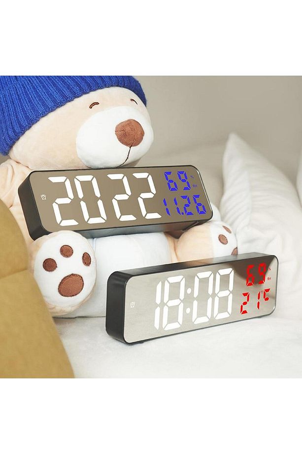 Nem Ölçer Dereceli Led Duvar Ve Masa Alarm Saati Kırmızı - 7