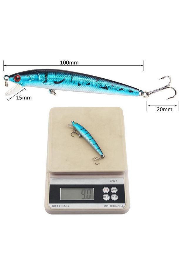 10 Adet 10cm 9gr Minnow Sahte Olta Yem Seti Rapala 1m Derinlik 10 Farklı Renk Karbon Çelik - 6