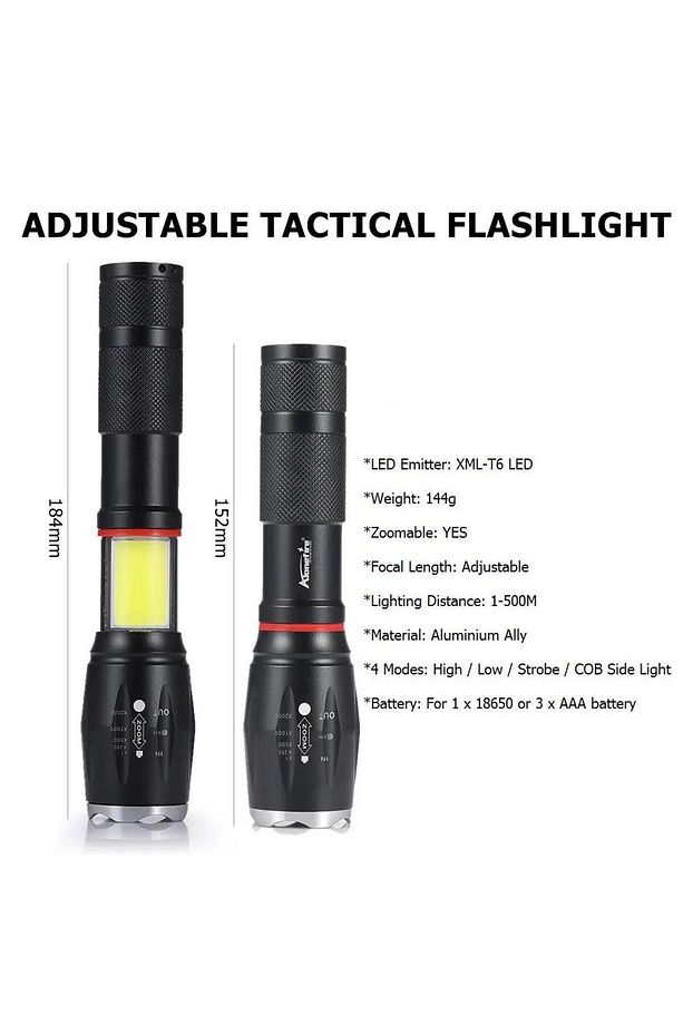 8000 Lümen Cob Lambalı T6 Mıknatıslı El Feneri - 6 Mod - 500 Metre Mesafe - 3