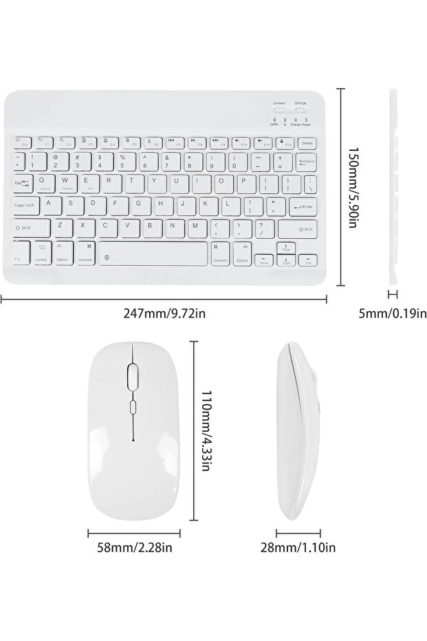 BL30 Bluetooth Ios Ipad Android Windows Uyumlu Klavye Mouse Seti - Sessiz - Şarjlı - Combo - 3
