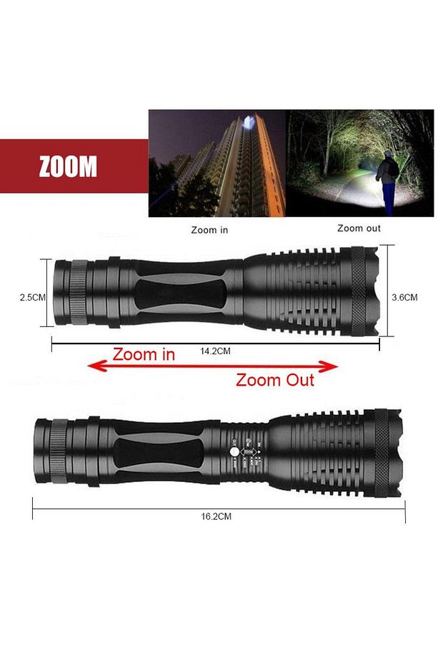 Çift Işık Dual Uv Mor Işık Ve Xml-t6 2000 Lümens El Feneri - 8