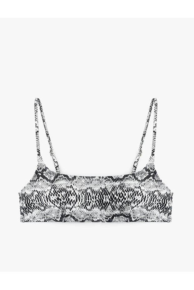 Light Support Snake Pattern Thin Strap Bralet Bikini Top