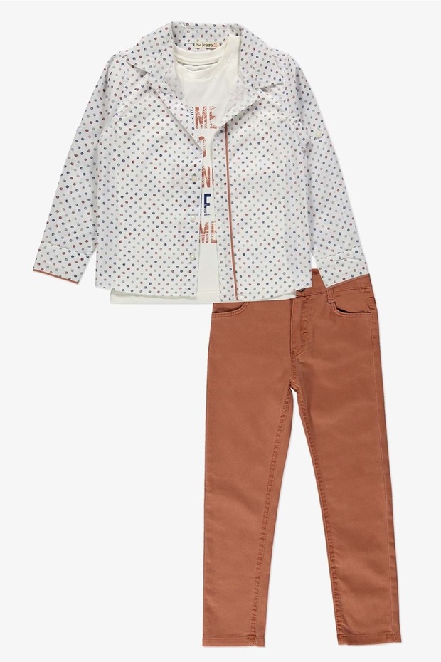 Shirt ,Pants ,T-Shirt Circle Pattern 3 Piece Boy's Set Ttr-01Yvrlk Tile
