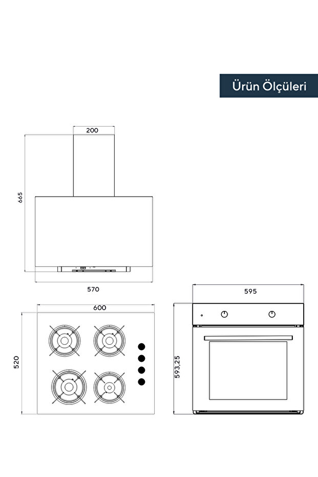 Home Basic Beyaz Cam Ankastre Set - 5