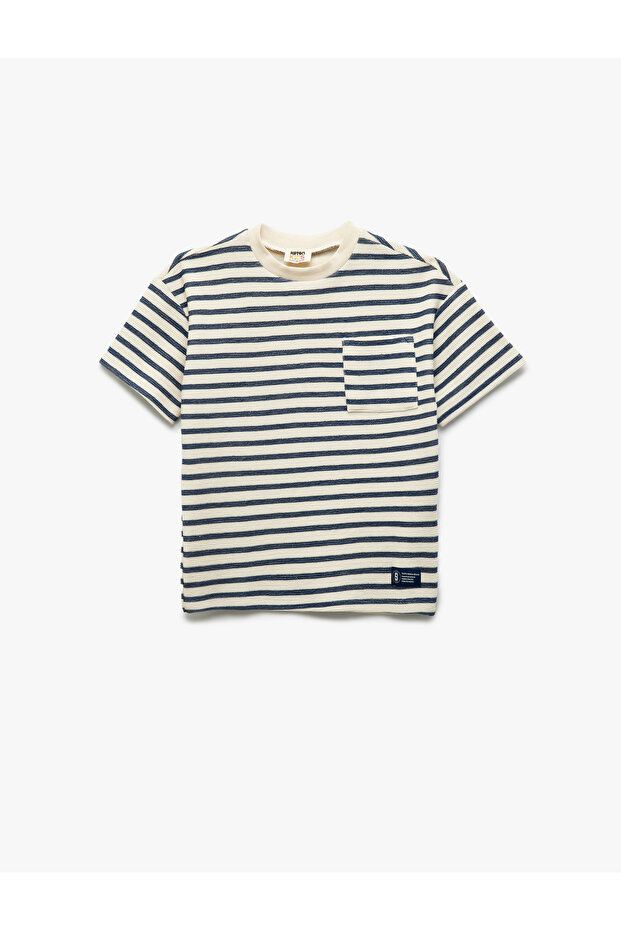 Short Sleeve Crew Neck Cotton Oversize Striped T-Shirt