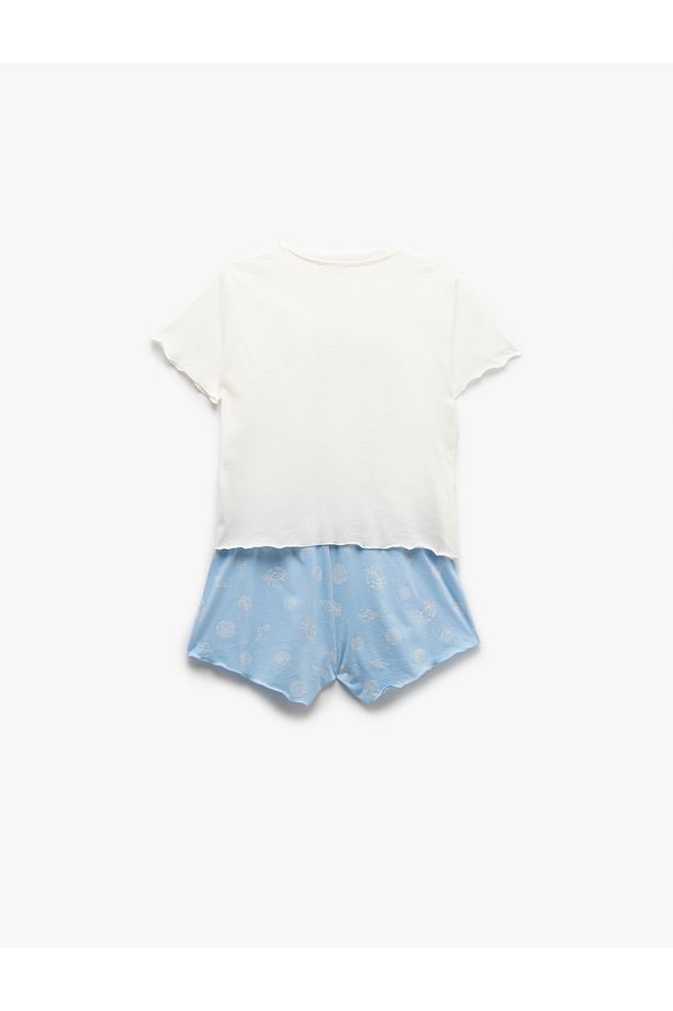 Pamuklu Kısa Kollu Baskılı Şort Pijama Takımı - 4