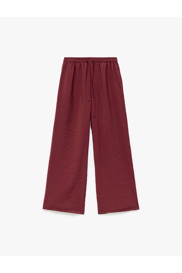 Modal Kumaş Normal Bel Cepli Düz Bol Paça Pantolon - 3