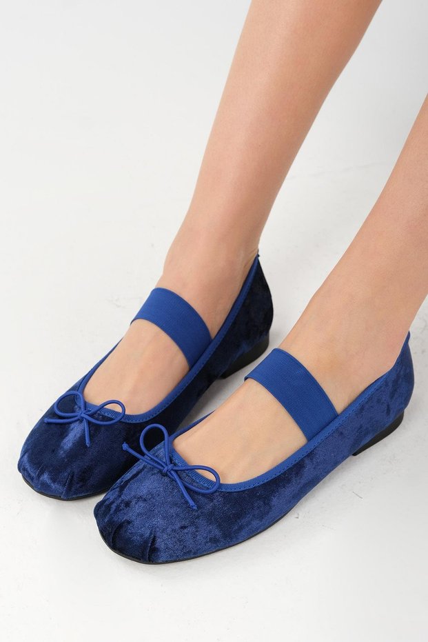 Coleta Navy Blue Color Banded Women's Ballerina Shoes