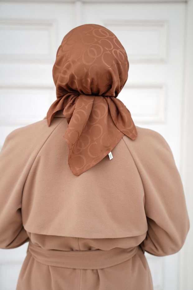 وشاح جاكار بنمط حلقة برتقالي - 3