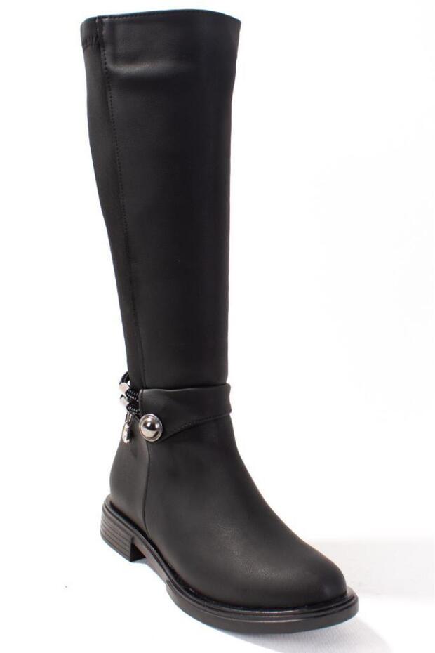 Dza07-43621911 Black Daily Stretch Flat Heel Women's Boots