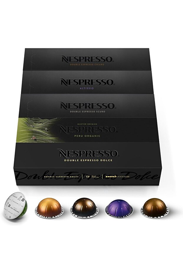Vertuo Espresso and Double Espresso Coffee Capsules, 50 Count