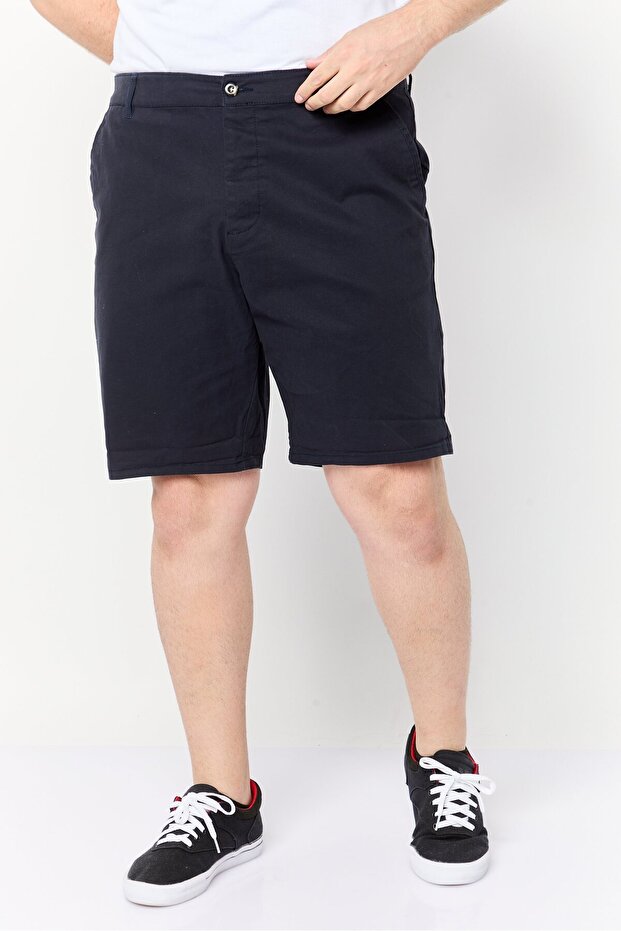 شورت تشينو رجالي سادة، أزرق داكن - 1