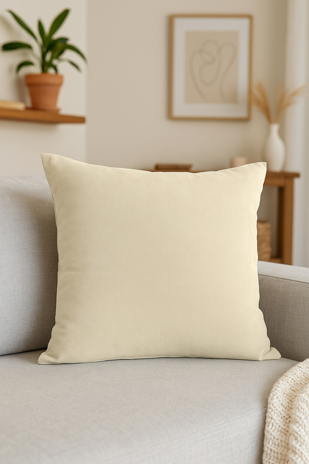 Luna Series Velvet Textured Throw Pillow Cover - Light Beige