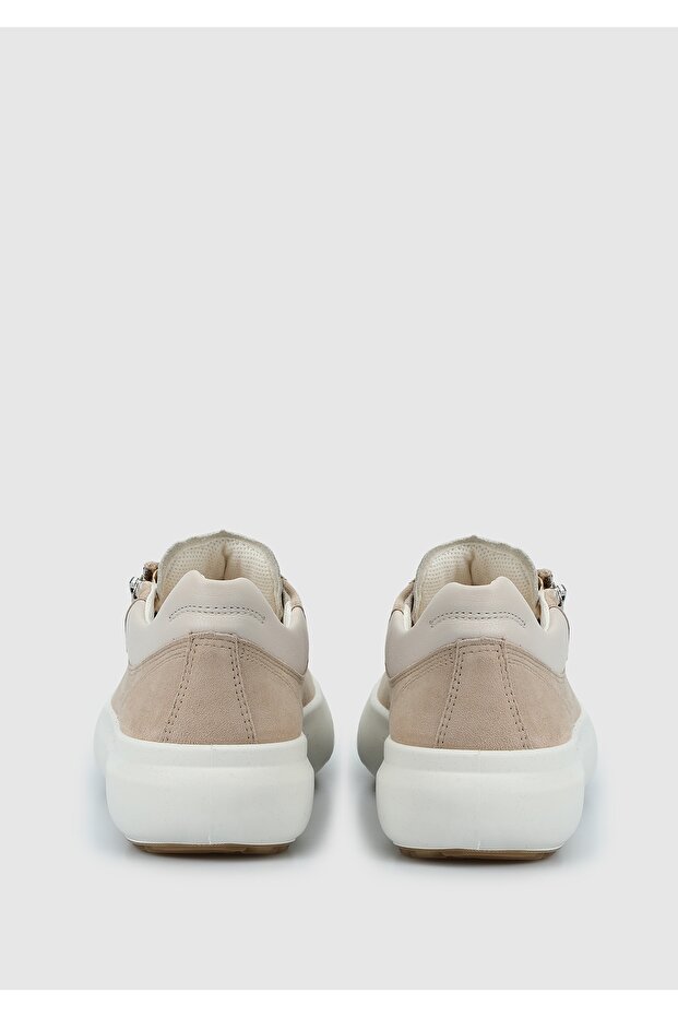 Bej Deri Kadın Sneaker - 4