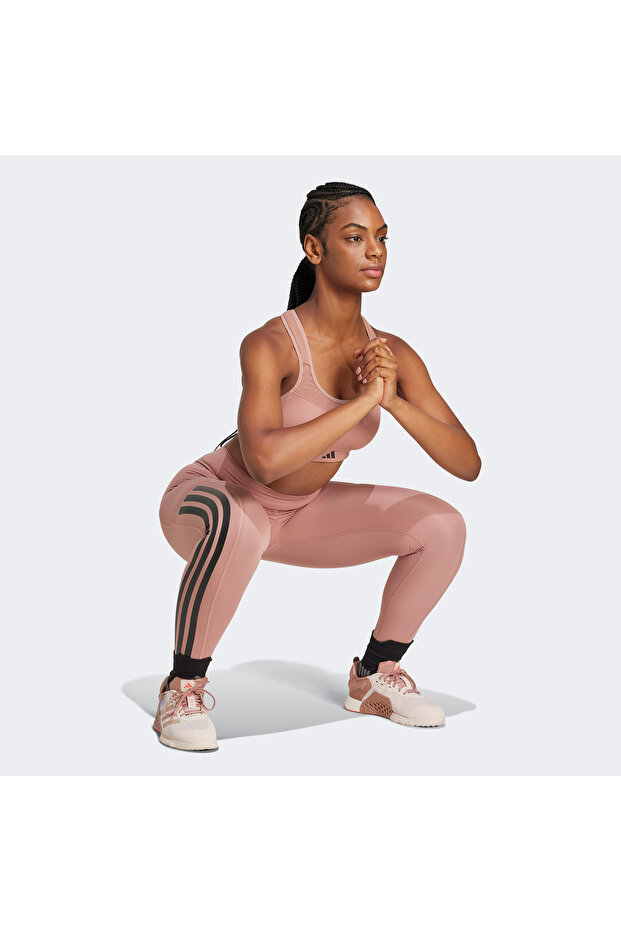 Optime 3 Stripes Full Length Kadın Pembe Antrenman Tayt - 4