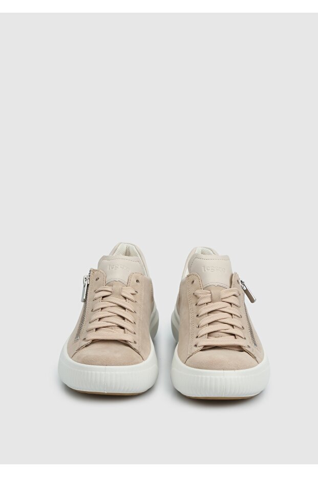 Bej Deri Kadın Sneaker - 3