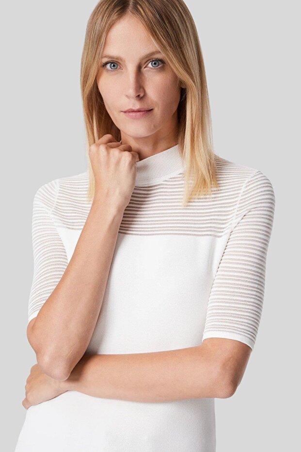 Kadın Örme Bluz Beyaz - 3