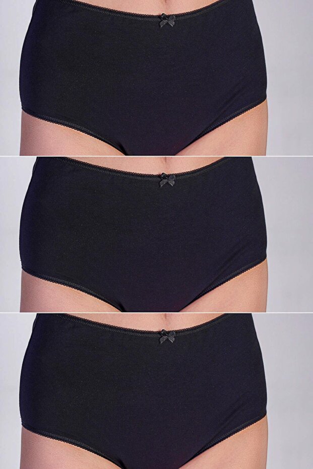Cotton High Waist Slip 5004 Black 3 Pieces