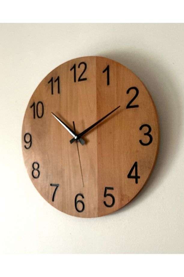 Ahşap Minimalist Duvar Saati, Sessiz Duvar Saati, Duvar Dekorasyonu, Bohem Hediyelik - 1