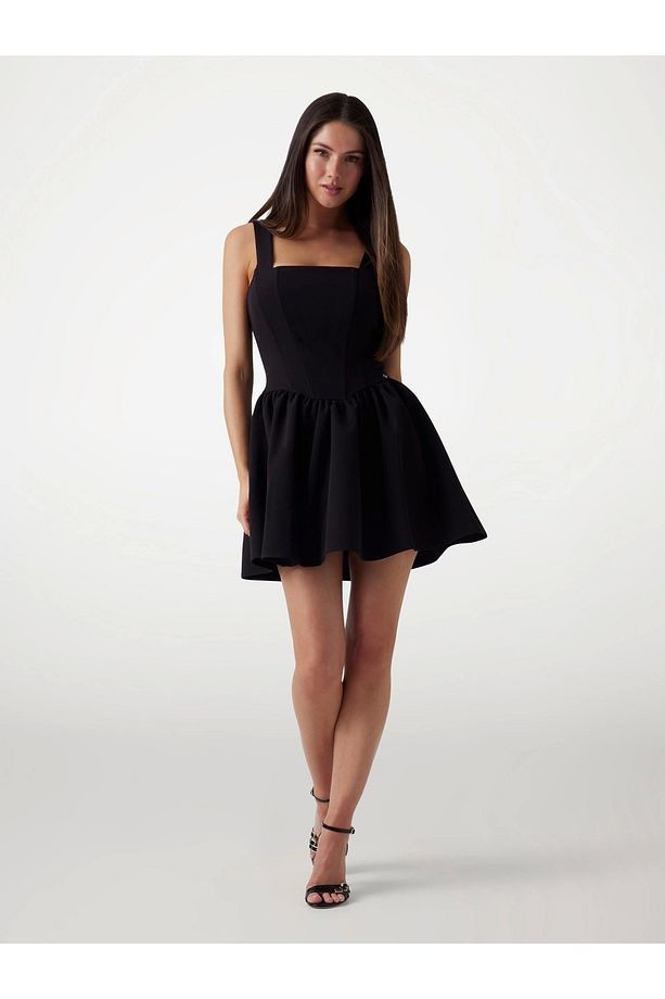 Kadın Siyah Fit And Flare Kısa Elbise - 1