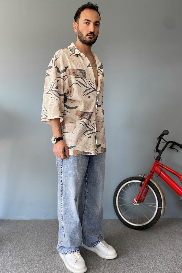 Oversize Fakir Kol Jakarlı Gömlek - 6