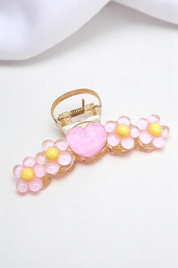 Heart Daisy Quality Latch Buckle Pink 9 Cm.