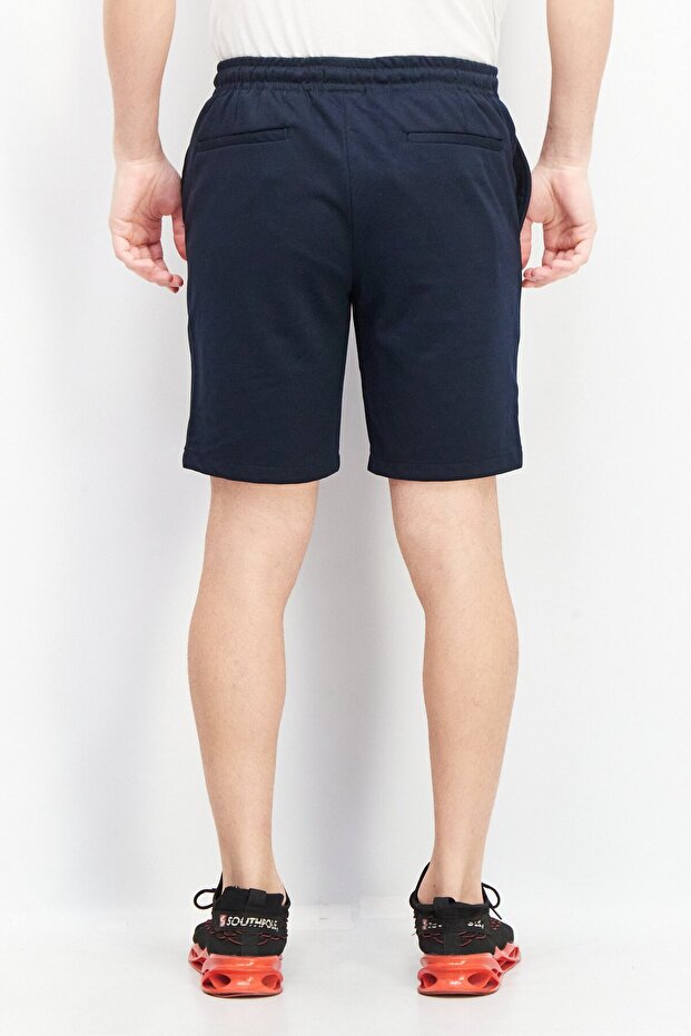 Men Plain Drawstring Basic Short, Navy - 2