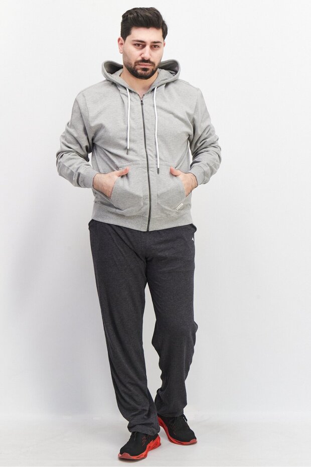 سويت شيرت رجالي بسحاب كامل، رمادي - 2