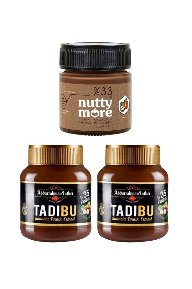 Abdurrahman Tatlıcı Tadıbu 330 gr x 2 Adet & Nutty More %33 Fındık Parçacıklı Kakaolu Fındık Ezmesi - 1