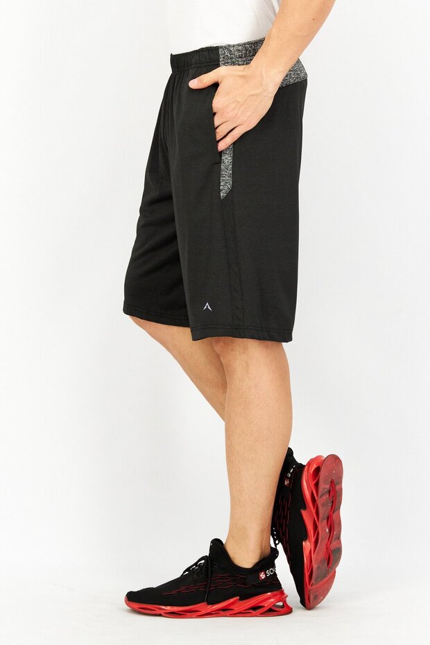 Men Plain Basic Shorts, Black - 2