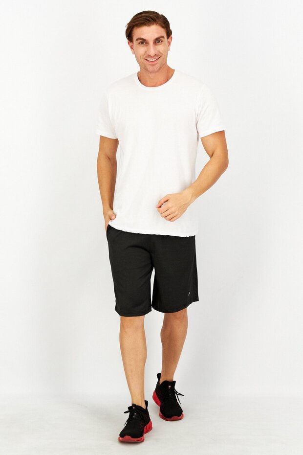 Men Plain Basic Shorts, Black - 3