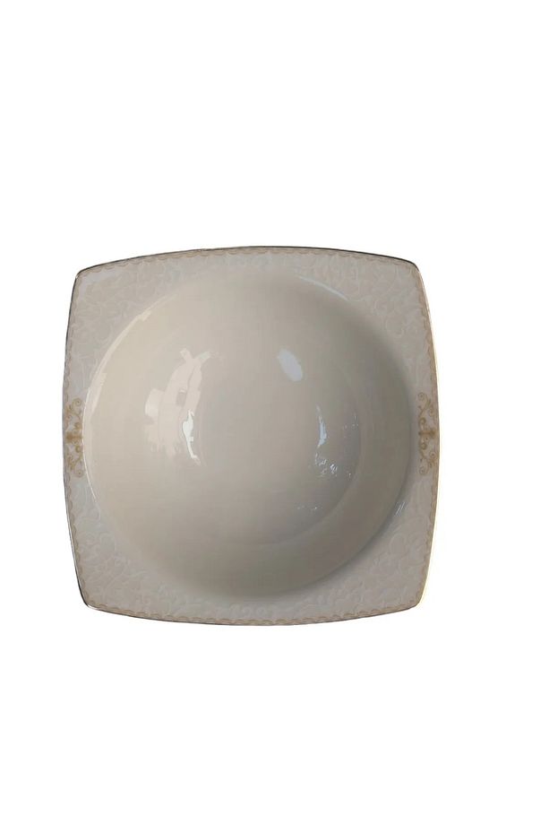 Krem Kare Bone Yemek Tabağı 1 Adet - 3