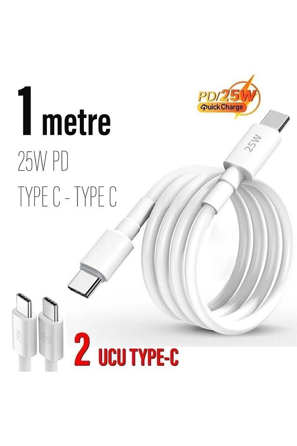 25w Hızlı Type-c Şarj Kablosu Çift Taraflı Type-c To Type-c 25w Pd Şarj Kablo 1metre - 1