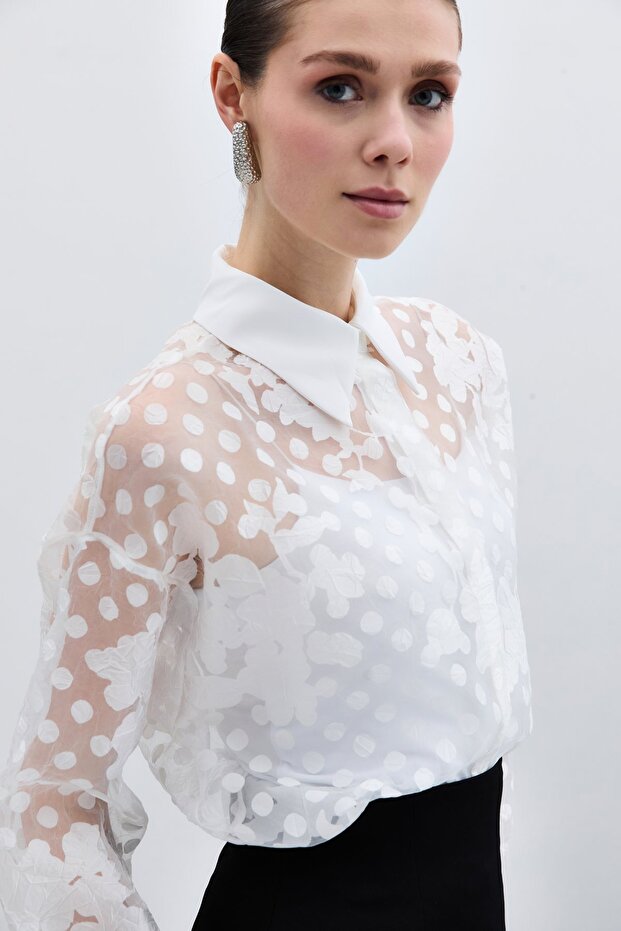 Self Patterned Shirt - Ecru - 7