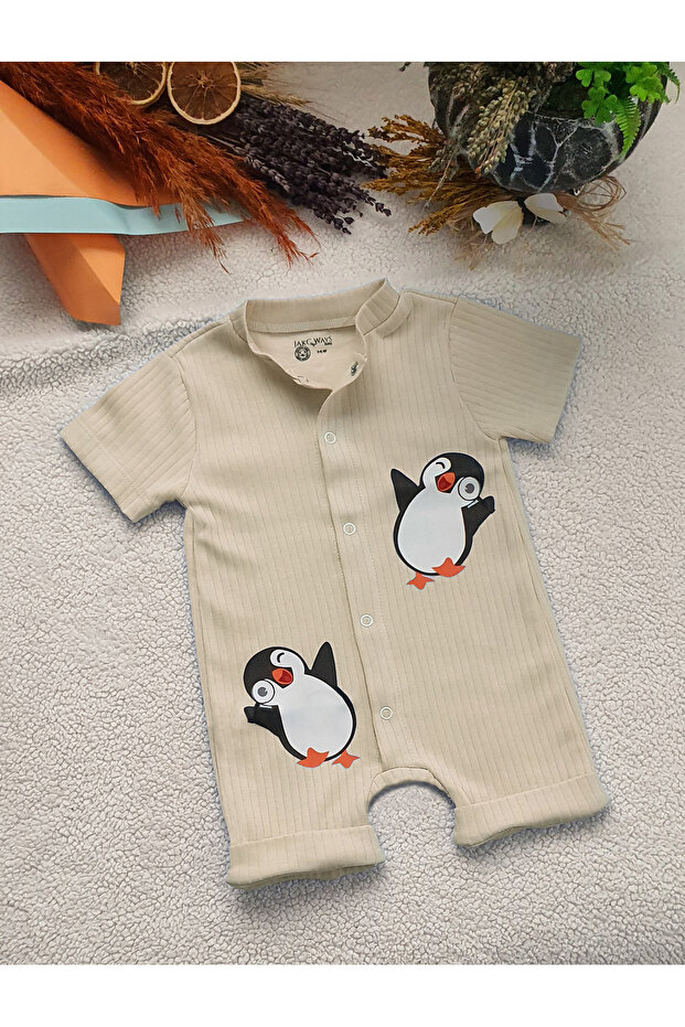 100% Cotton Penguin Patterned Short Sleeve Shorts Jumpsuit / Baby Bodysuit / Children's Bodysuit
