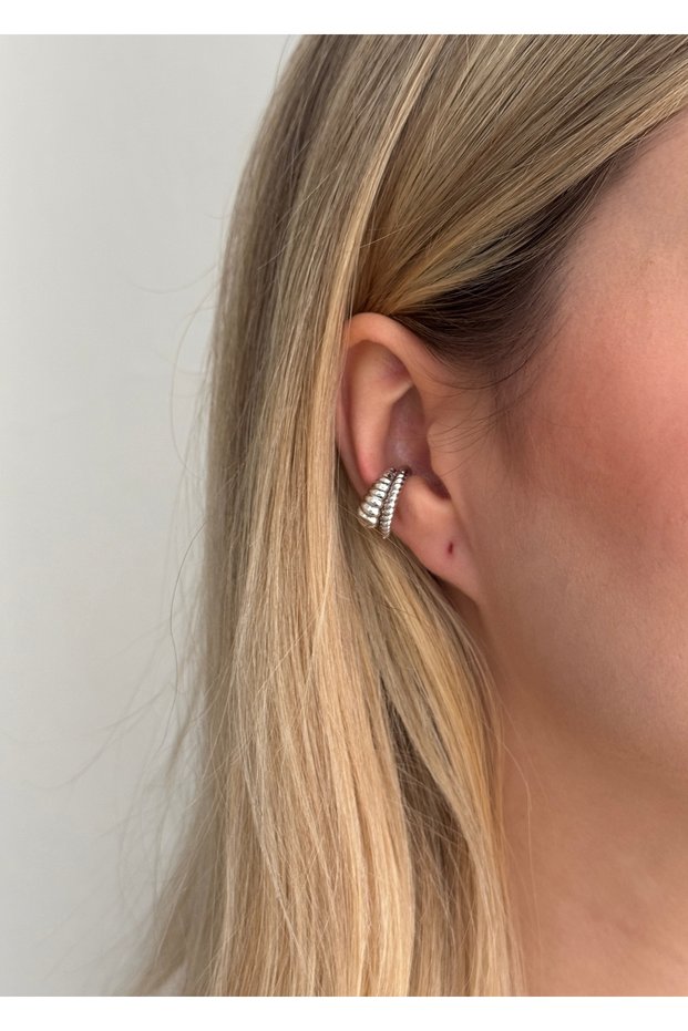 Women's Silver Color 2-Piece Vintage Cuff (Cartilage Earrings)