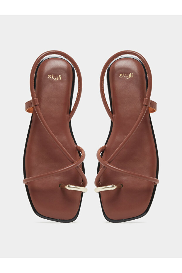 One Side Strap Flat Sandals - 5