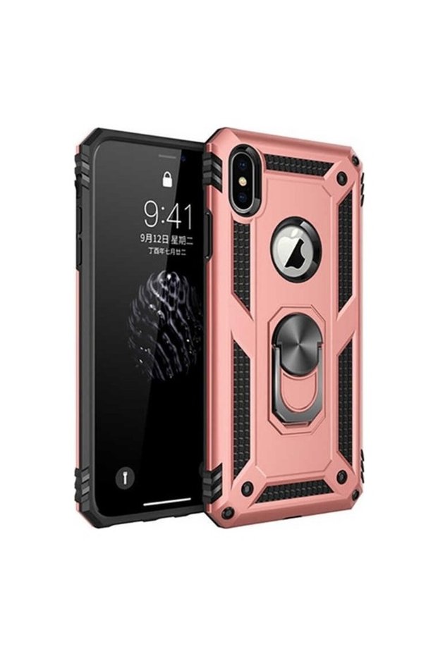 Case for iPhone X with Ring Magnetic Vega Cover Rose + Full Covering Screen Protector