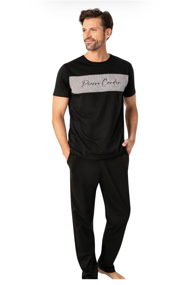 Men's Cotton Crew Neck Short Sleeve T-Shirt and Tube Leg Pocket Pajama Set