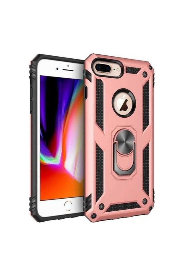 Case for iPhone 8 Plus with Ring Magnetic Vega Cover Rose + Full Covering Screen Protector