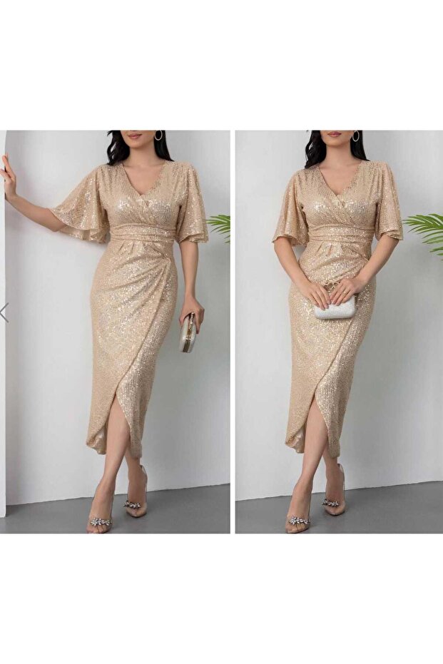 Half Sleeve Evening Dress