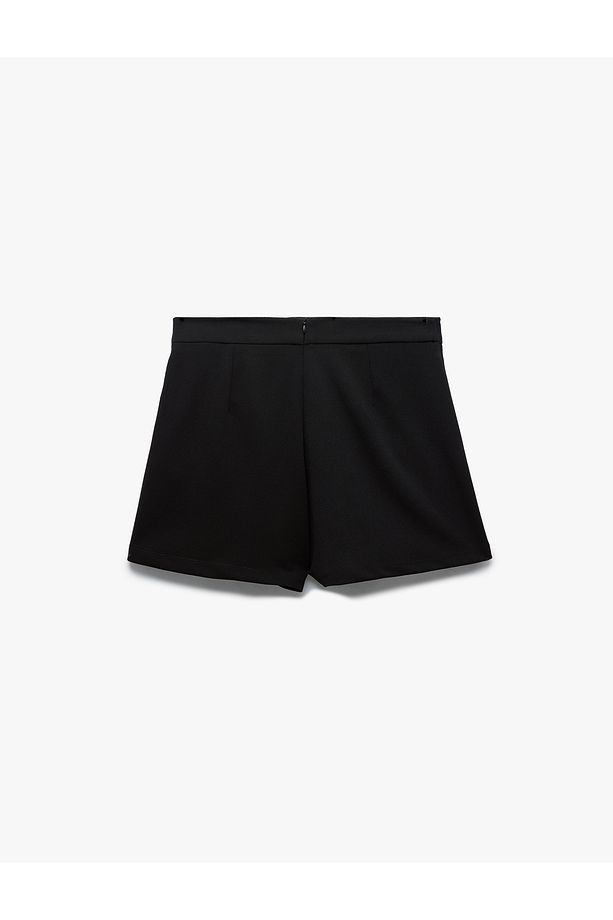 Krep Scuba Kumaş Fiyonklu Pileli Mini Şort Etek - 5