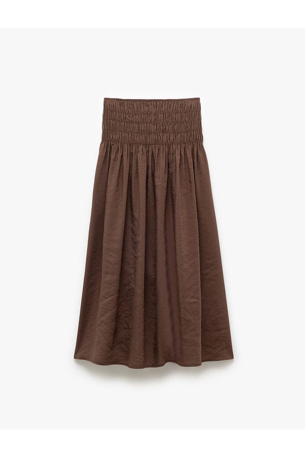 Modal Kumaş Rahat Kalıp Gipeli Kloş Midi Etek - 4