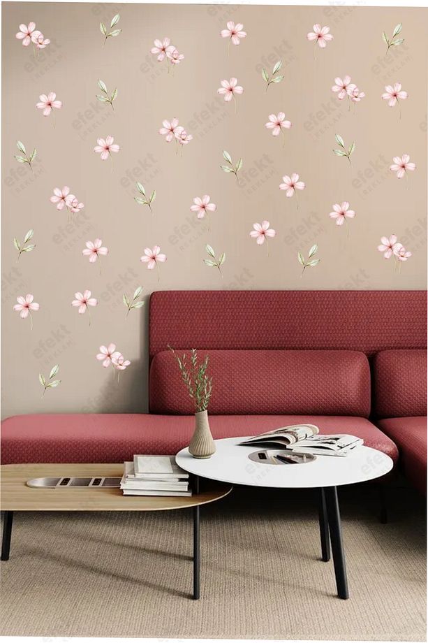 Çayır Çiçekleri Salon-Oturma Odası Kapı-Duvar Yapışkanlı Sticker Seti - 1