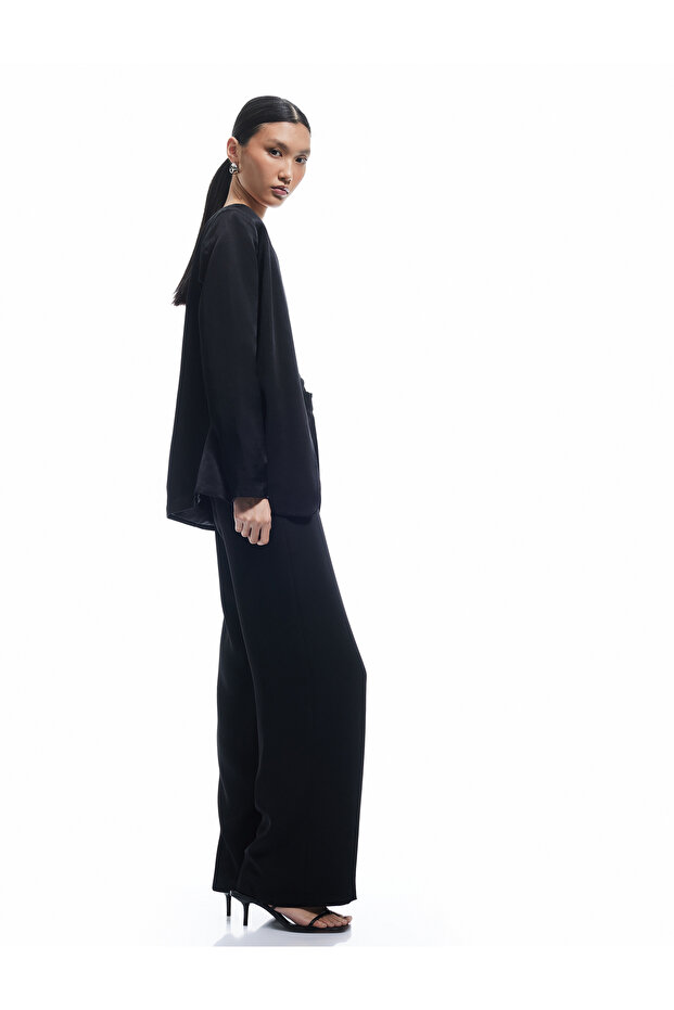 High Waist Wide Leg Fabric Palazzo Trousers