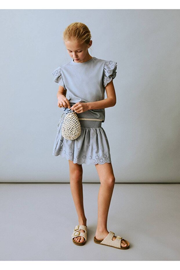 İngiliz nakışlı mini etek - 2