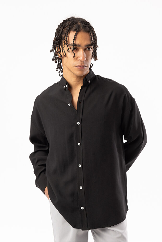 Linen Blended Comfortable Fit Off-Shoulder Men's Plain Shirt, Men's Plain Shirt