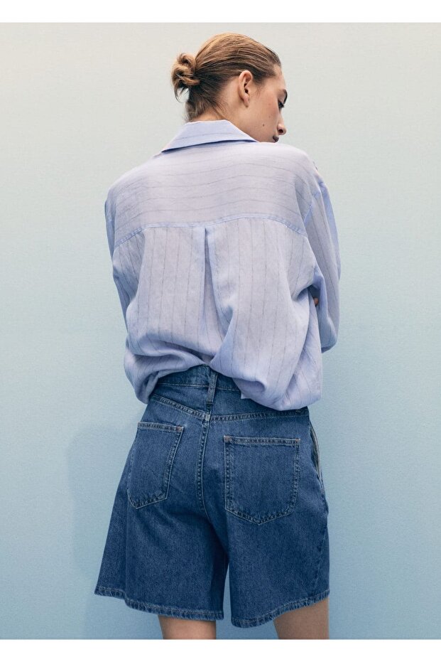 Pilili denim bermuda şort - 4