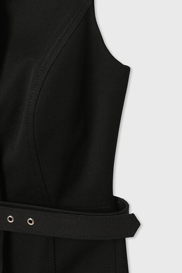 İp Askılı Kemerli Elbise - 8